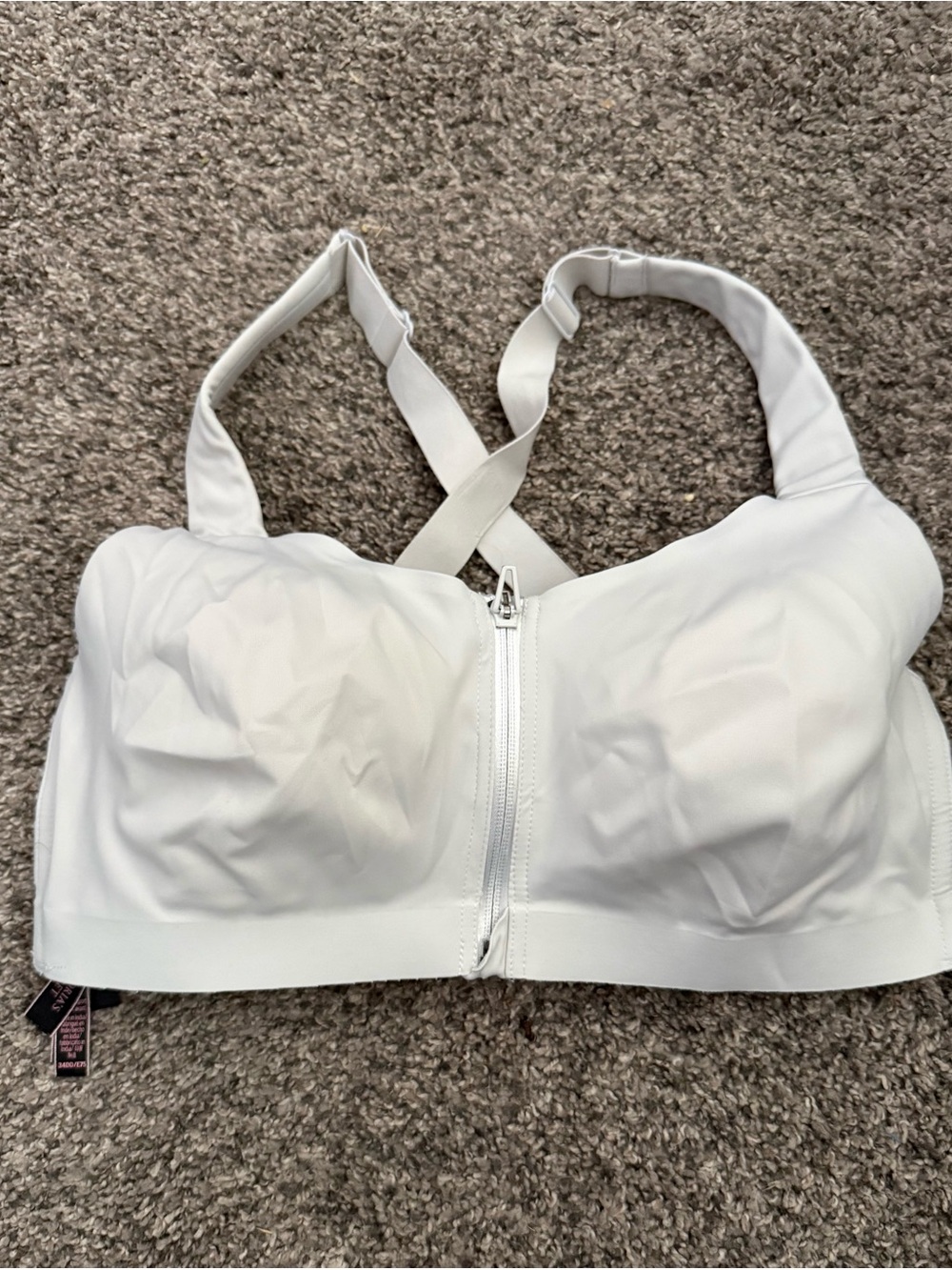 Victoria's Secret White Front-Zip Sports Bra
